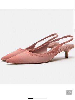 Zara Pink Slingback Kitten Heel Pumps